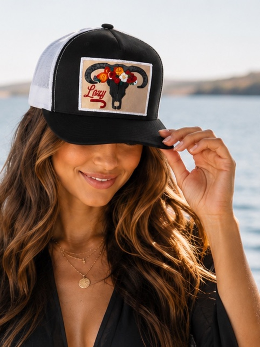 Lazy J Ranch Wear Floral Longhorn Trucker Hat, Yuppong Snapback Western Cap